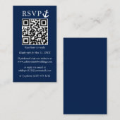 Nautical Anchor Navy Blue QR RSVP Informatiekaartje (Voorkant / Achterkant)