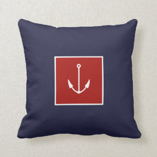 Nautical Anchor Navy Blue Red Sierkussen