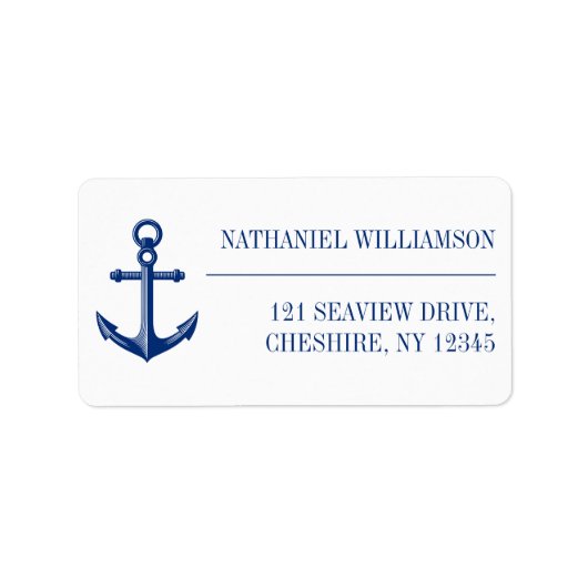 Nautical Anchor Navy Blue Return Address Etiket (Voorkant)