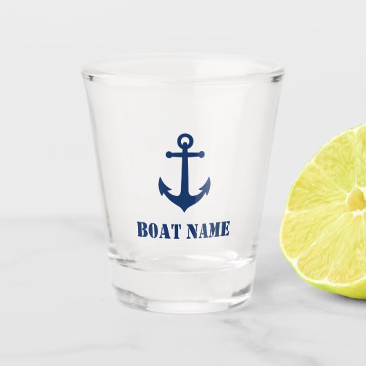 Nautical Anchor Navy Blue Shot Glas (Voorkant)