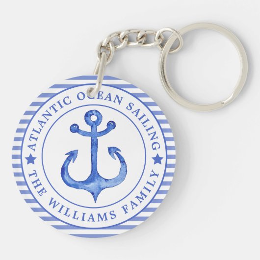 Nautical Anchor Navy Blue Sleutelhanger (Achterkant)