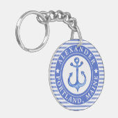 Nautical Anchor Navy Blue Sleutelhanger (Voorkant Links)