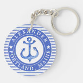 Nautical Anchor Navy Blue Sleutelhanger (Achterkant)