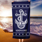 Nautical Anchor Navy Blue Specialized Beach Towel Strandlaken
