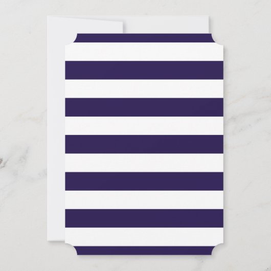 Nautical Anchor Navy Blue Stripe Engagement Party Kaart (Achterkant)