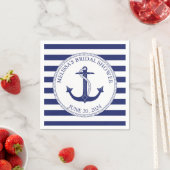 Nautical Anchor Navy Blue Stripe Vrijgezellenfeest Servet (Insitu)