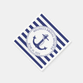 Nautical Anchor Navy Blue Stripe Vrijgezellenfeest Servet (Hoek)