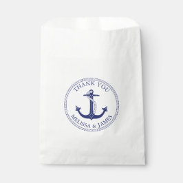 Nautical Anchor Navy Blue Stripe Weddenschap Bedan Bedankzakje