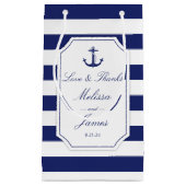 Nautical Anchor Navy Blue Stripe Weddenschap Bedan Klein Cadeauzakje (Voorkant)
