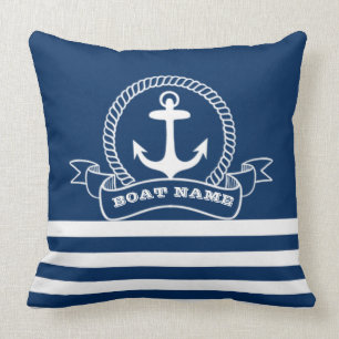 Nautical Anchor Navy Blue Striped Kussen