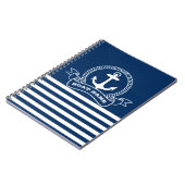 Nautical Anchor Navy Blue Striped Notitieboek (Linkerzijde)