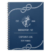 Nautical Anchor Navy Blue Striped Notitieboek (Voorkant)