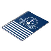 Nautical Anchor Navy Blue Striped Notitieboek (Linkerzijde)
