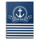 Nautical Anchor Navy Blue Striped Notitieboek (Voorkant)