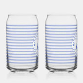 Nautical Anchor Navy Blue Striped Personalized Blikvorm Glas (Rechts)