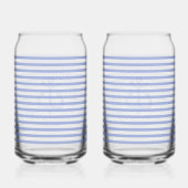 Nautical Anchor Navy Blue Striped Personalized Blikvorm Glas (Achterkant)