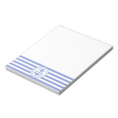 Nautical Anchor Navy Blue Striped Personalized Notitieblok (Linkerzijde)