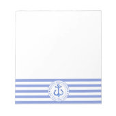 Nautical Anchor Navy Blue Striped Personalized Notitieblok (Voorkant)