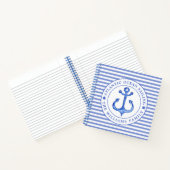 Nautical Anchor Navy Blue Striped Personalized Notitieboek (Binnen)