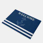 Nautical Anchor Navy Blue Striped Sailor Deurmat (Schuin)