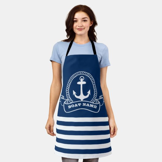 Nautical, Anchor Navy Blue Striped Schort (Gedragen)