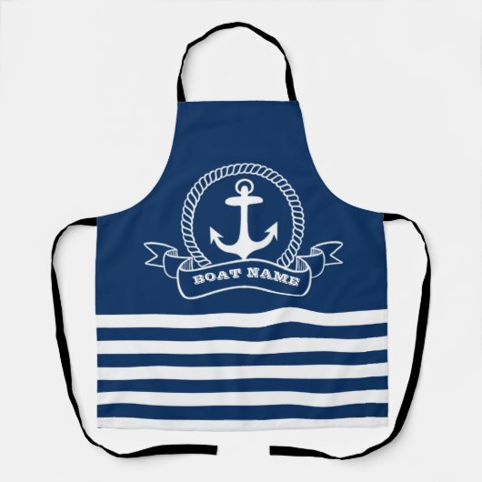 Nautical, Anchor Navy Blue Striped Schort (Voorkant)