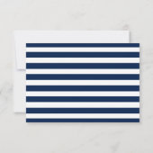 Nautical Anchor Navy Blue Striped Wedding RSVP Kaartje (Achterkant)