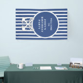 Nautical Anchor Navy Blue Stripes Birthday Banner (Beurs)