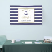 Nautical Anchor Navy Blue Stripes Boy Baby shower Spandoek (Beurs)