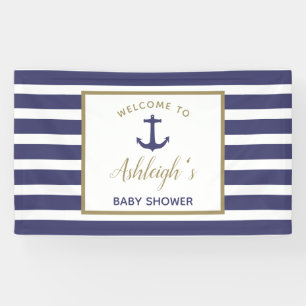Nautical Anchor Navy Blue Stripes Boy Baby shower Spandoek