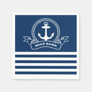 Nautical Anchor Navy Blue Stripes Servet