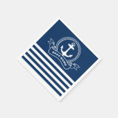 Nautical Anchor Navy Blue Stripes Servet (Hoek)
