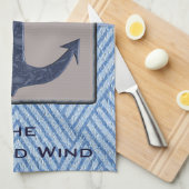 Nautical Anchor & Navy Blue Stripes Theedoek (Quarter Fold)