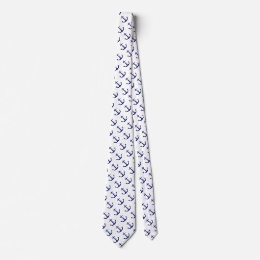 Nautical Anchor Navy Blue Stropdas (Voorkant)