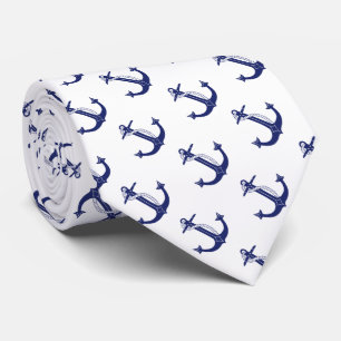 Nautical Anchor Navy Blue Stropdas