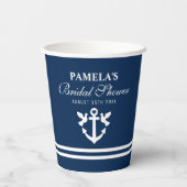 Nautical anchor navy blue vrijgezellenfeest party  papieren bekers (Achterkant)