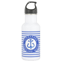 Nautical Anchor Navy Blue Waterfles