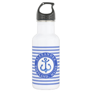 Nautical Anchor Navy Blue Waterfles
