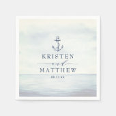 Nautical Anchor Navy Blue Waterverf Ocean Servet (Voorkant)