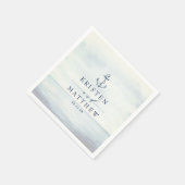 Nautical Anchor Navy Blue Waterverf Ocean Servet (Hoek)