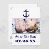 Nautical Anchor Navy Blue Wedding Photo Briefkaart (Voorkant / Achterkant)