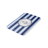 Nautical Anchor Navy Blue Wedgwood White gestript Badmat (Gekanteld)