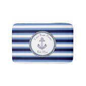 Nautical Anchor Navy Blue Wedgwood White gestript Badmat (Voorkant)