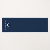 Nautical anchor navy blue white custom boot name yogamat (Achterkant (horizontaal))