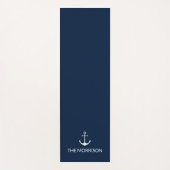 Nautical anchor navy blue white custom boot name yogamat (Voorkant)