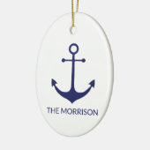 Nautical anchor navy blue white custom name name keramisch ornament (Links)