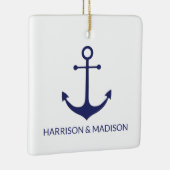 Nautical anchor navy blue white custom names keramisch ornament (Rechts)