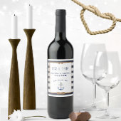 Nautical Anchor Navy Blue & White Event Weddenscha Wijn Etiket