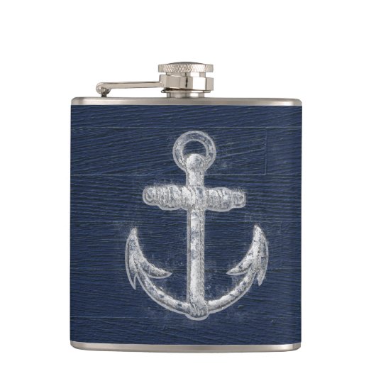  Nautical Anchor Navy Blue/White Heupfles (Voorkant)