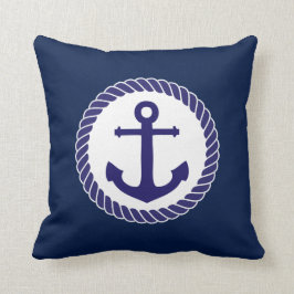Nautical Anchor Navy Blue White Kussen